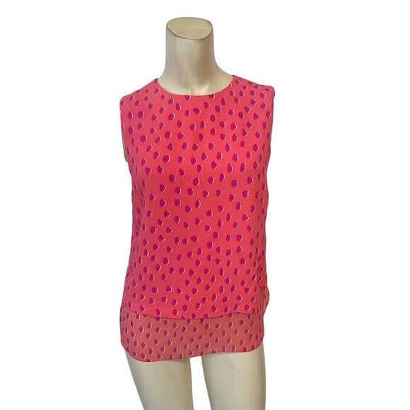KATE SPADE New York Sleeveless Crew Neck Leopard Top, Flamingo Pink XS - Picture 2 of 6